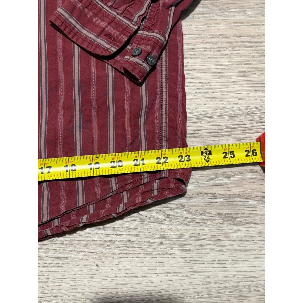 Y2K / Mid-2000s The North Face M Series Striped Button Front Shirt Burgundy XL